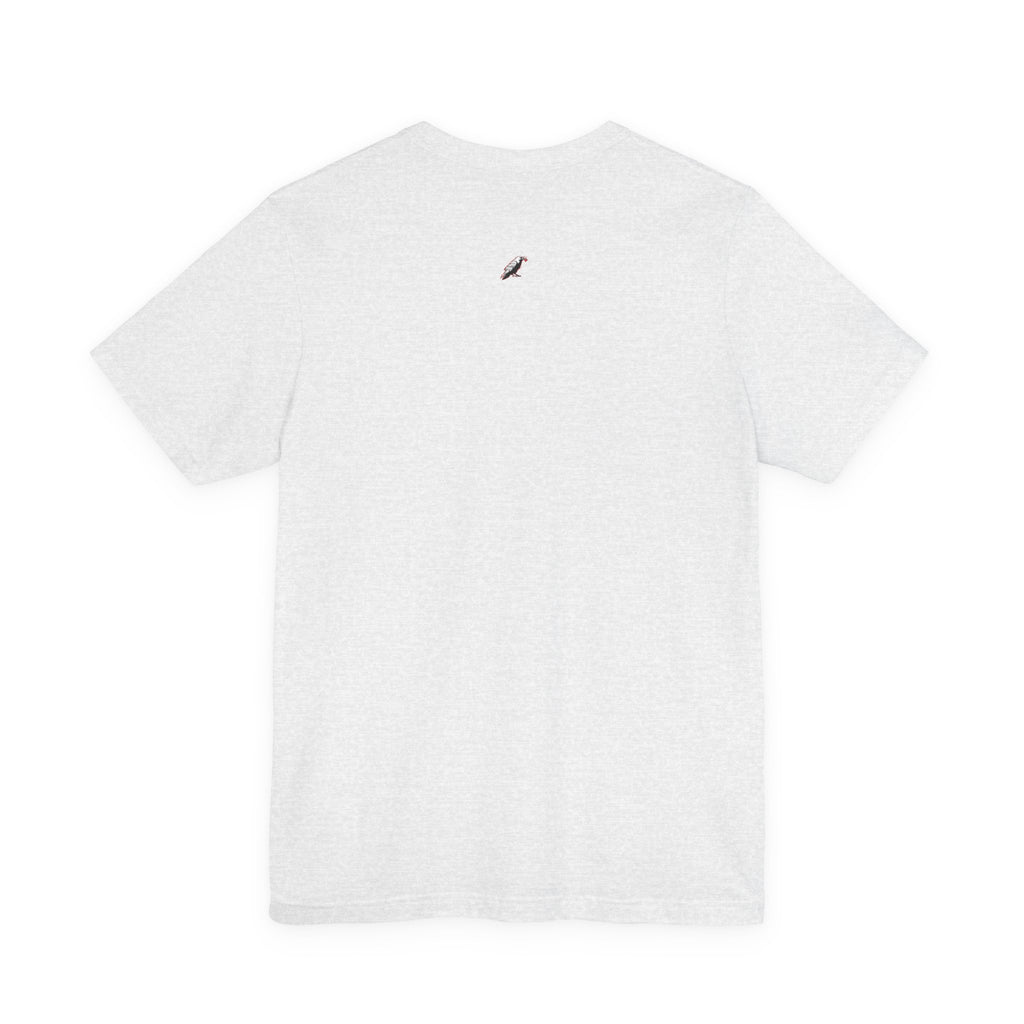 Horror Mask Split Face Tee — "Say Hello To Your Family and Friends" Graphic T-Shirt Printify