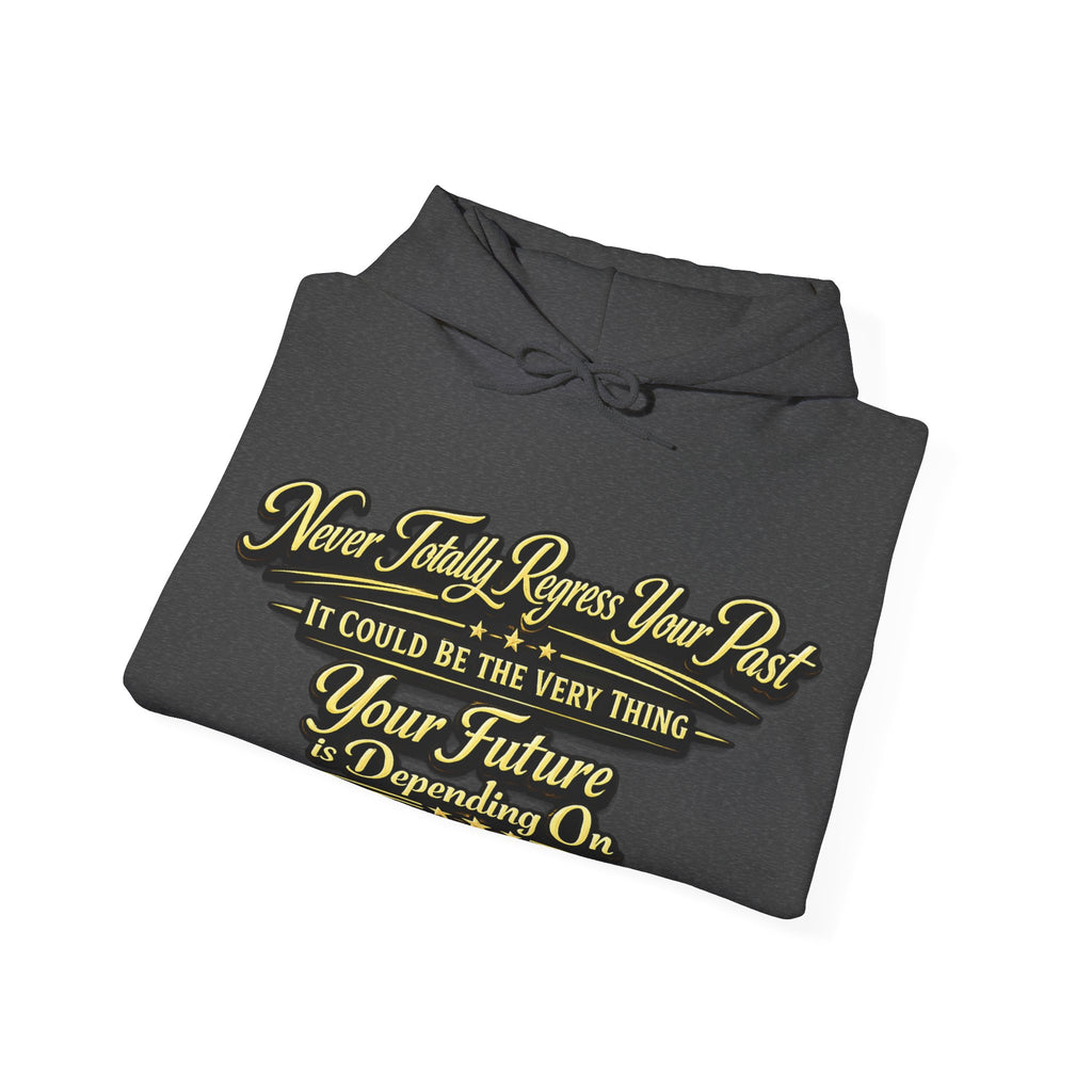 Inspirational Hoodie – “Never Letting Regret Your Past” Motivational City Night Sweatshirt Printify