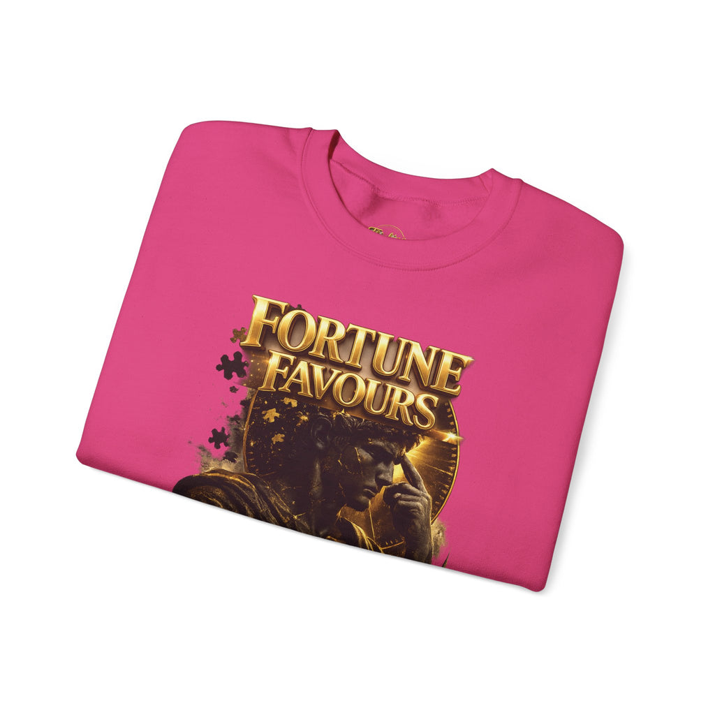 Crewneck Sweatshirt — "Fortune Favors the Prepared Mind" Motivational Design Printify