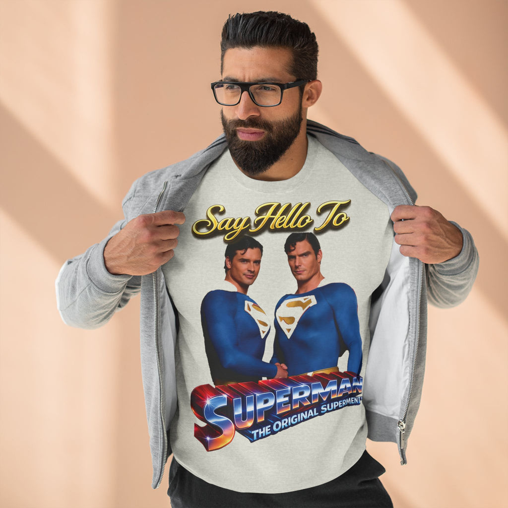 Superman Retro 'Say Hello To' Crewneck Sweatshirt Printify