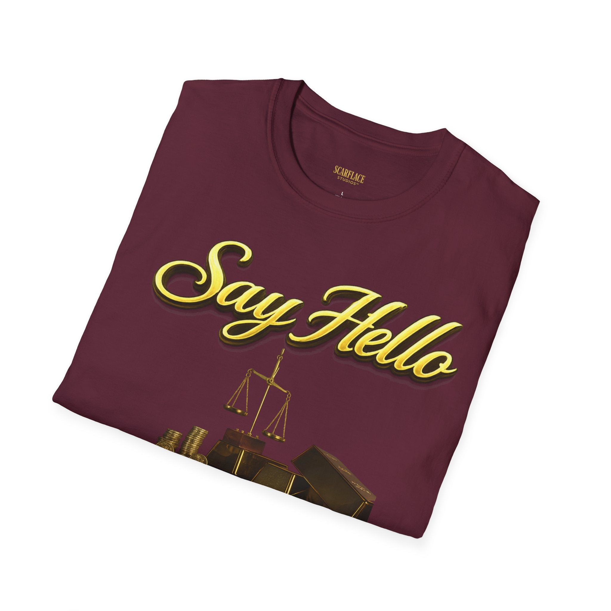 T-Shirt — "Say Hello" Money & Faith Graphic Tee (God's Way You Make Too Much Money) Printify