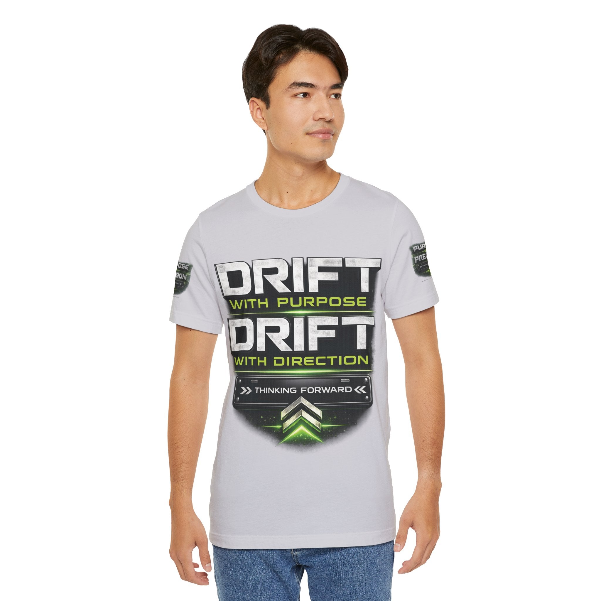 Drift With Direction Graphic Tee — 'Drift with Purpose / Thinking Forward' Racing T-Shirt Printify