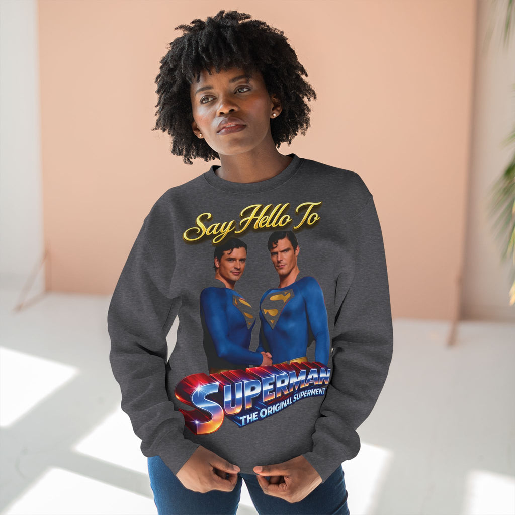 Superman Retro 'Say Hello To' Crewneck Sweatshirt Printify