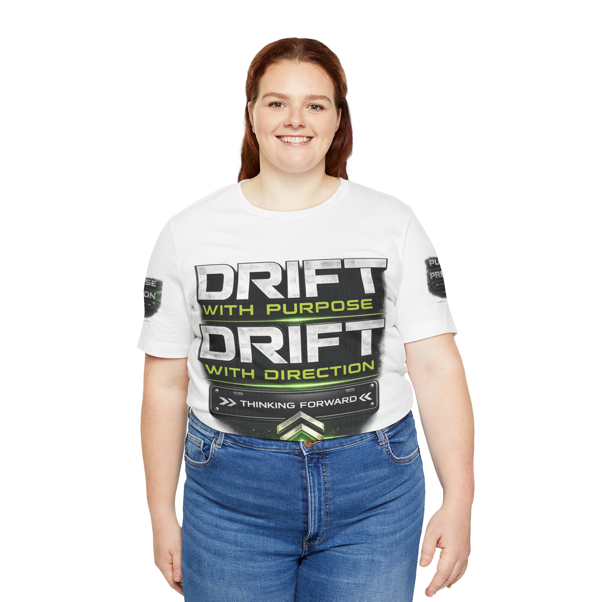 Drift With Direction Graphic Tee — 'Drift with Purpose / Thinking Forward' Racing T-Shirt Printify