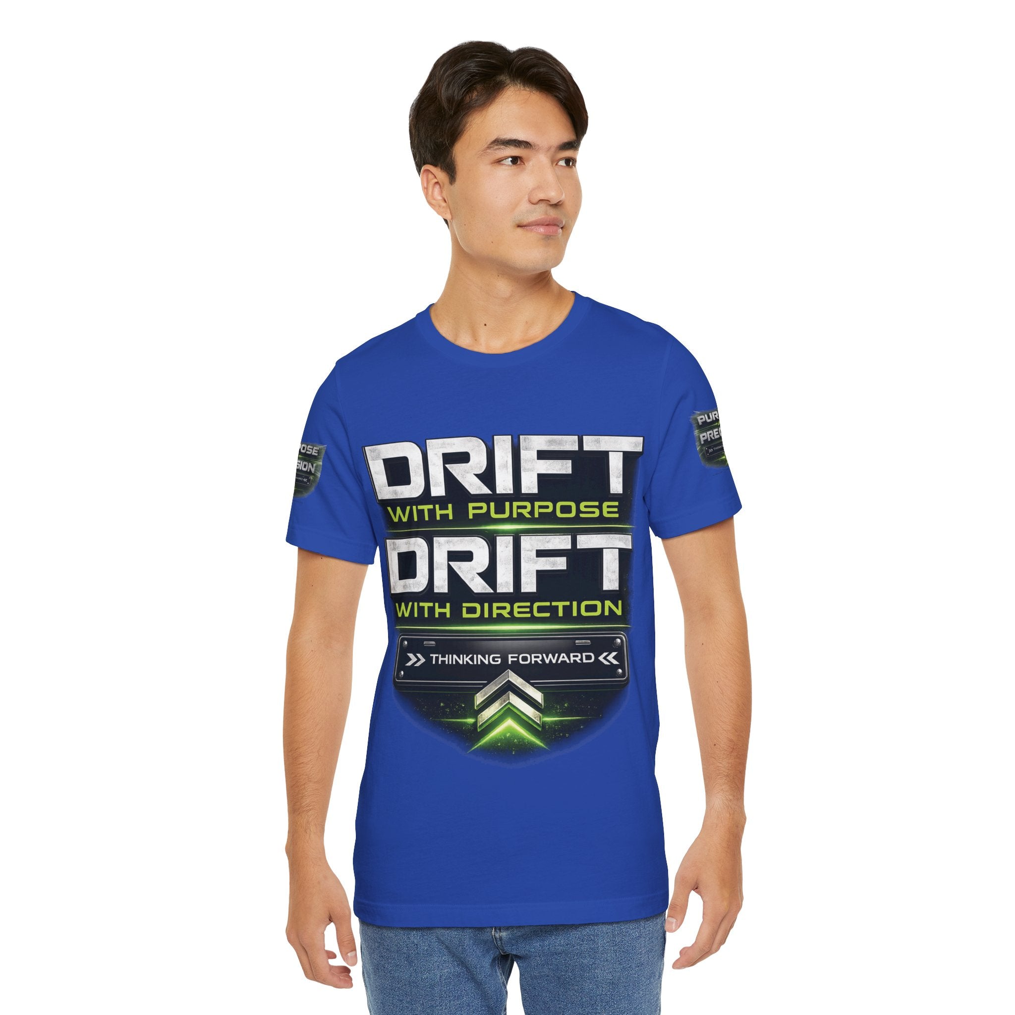 Drift With Direction Graphic Tee — 'Drift with Purpose / Thinking Forward' Racing T-Shirt Printify