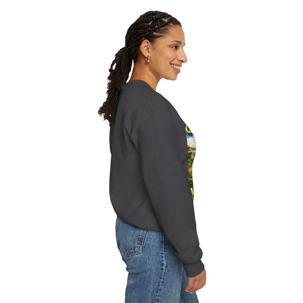 Working From Home Sweatshirt – "Say Hello To" Scenic Home Office Crewneck Printify