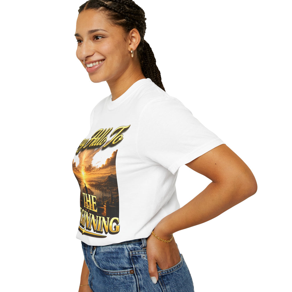 Inspirational 'Say Hello to The Beginning' Sunrise T-Shirt Printify