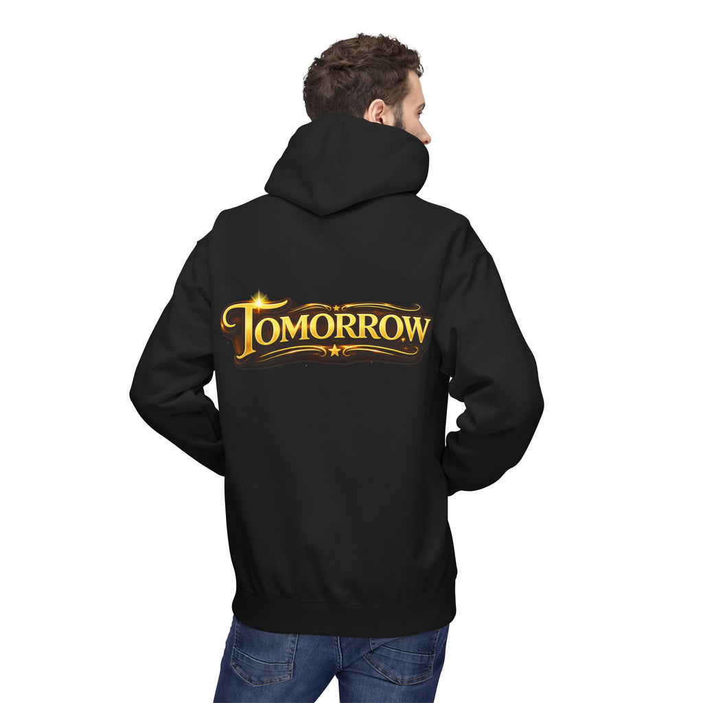 Tomorrow Hoodie — "What's Always Coming But Never Arrives?" Vintage Quote Hoodie Printify