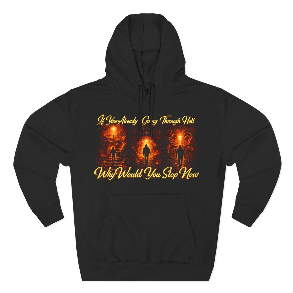 Three-Panel Inspirational Hoodie — "I Was Awakened..." Spiritual Graphic Pullover Printify