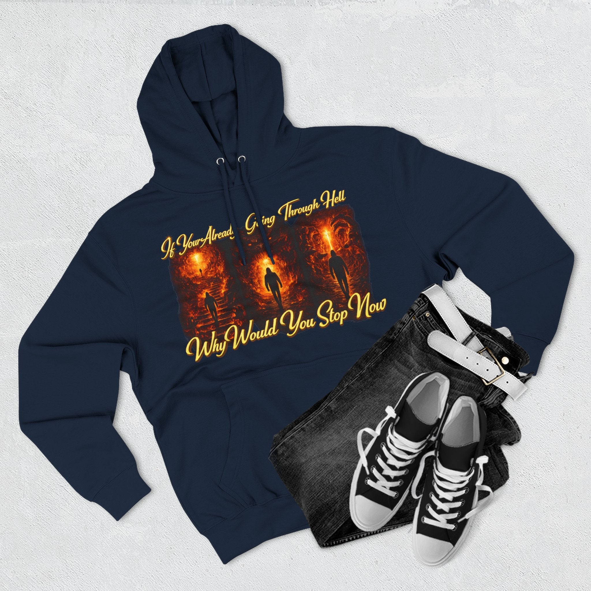 Three-Panel Inspirational Hoodie — "I Was Awakened..." Spiritual Graphic Pullover Printify
