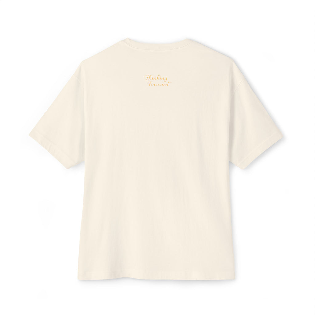 Minimalist White Boxy Tee with Subtle Script Print — Relaxed Oversized T-Shirt Printify