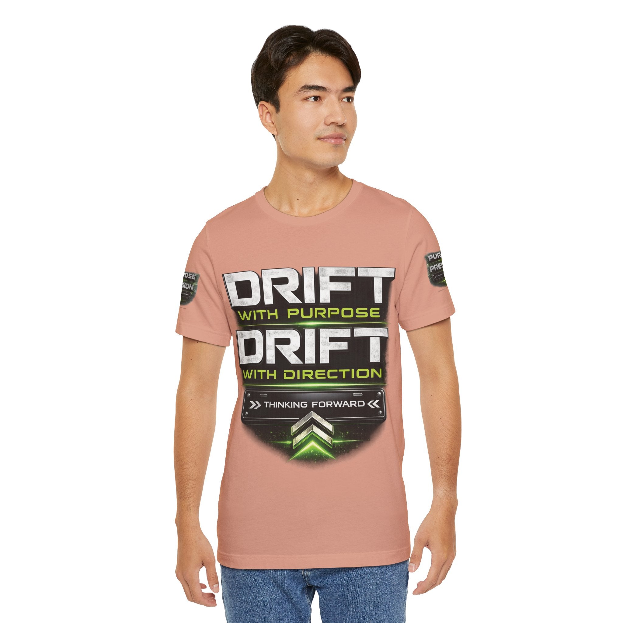Drift With Direction Graphic Tee — 'Drift with Purpose / Thinking Forward' Racing T-Shirt Printify