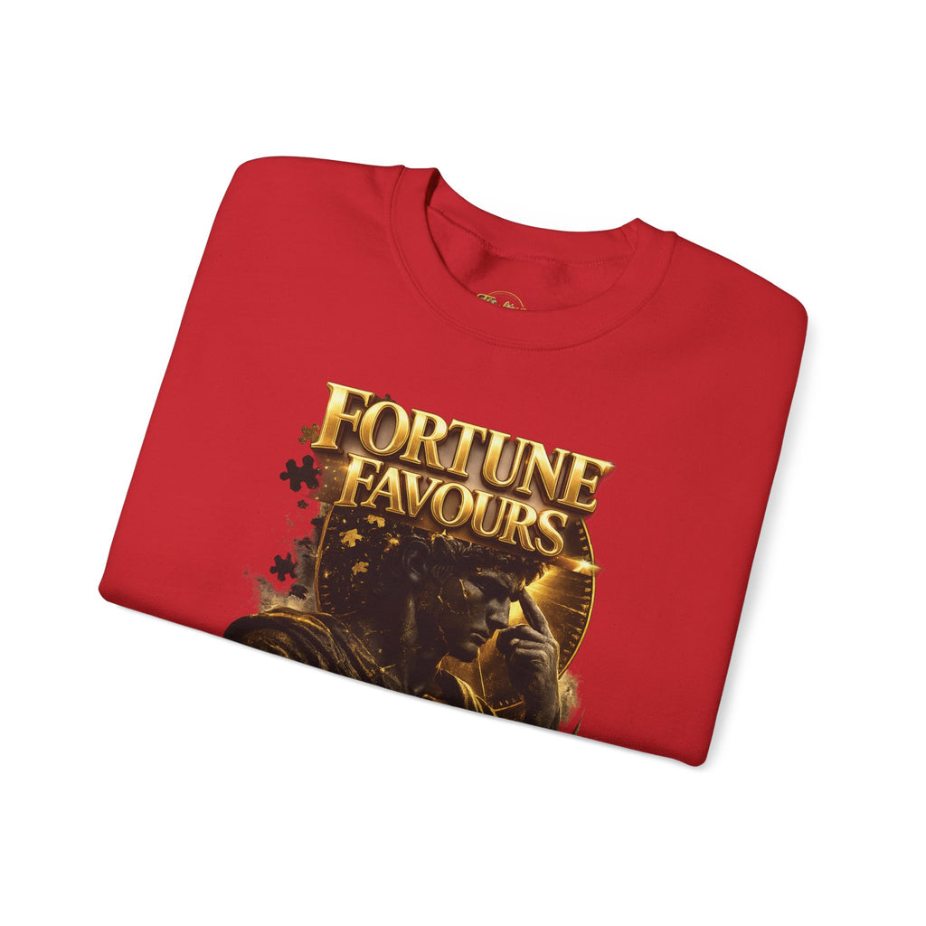 Crewneck Sweatshirt — "Fortune Favors the Prepared Mind" Motivational Design Printify