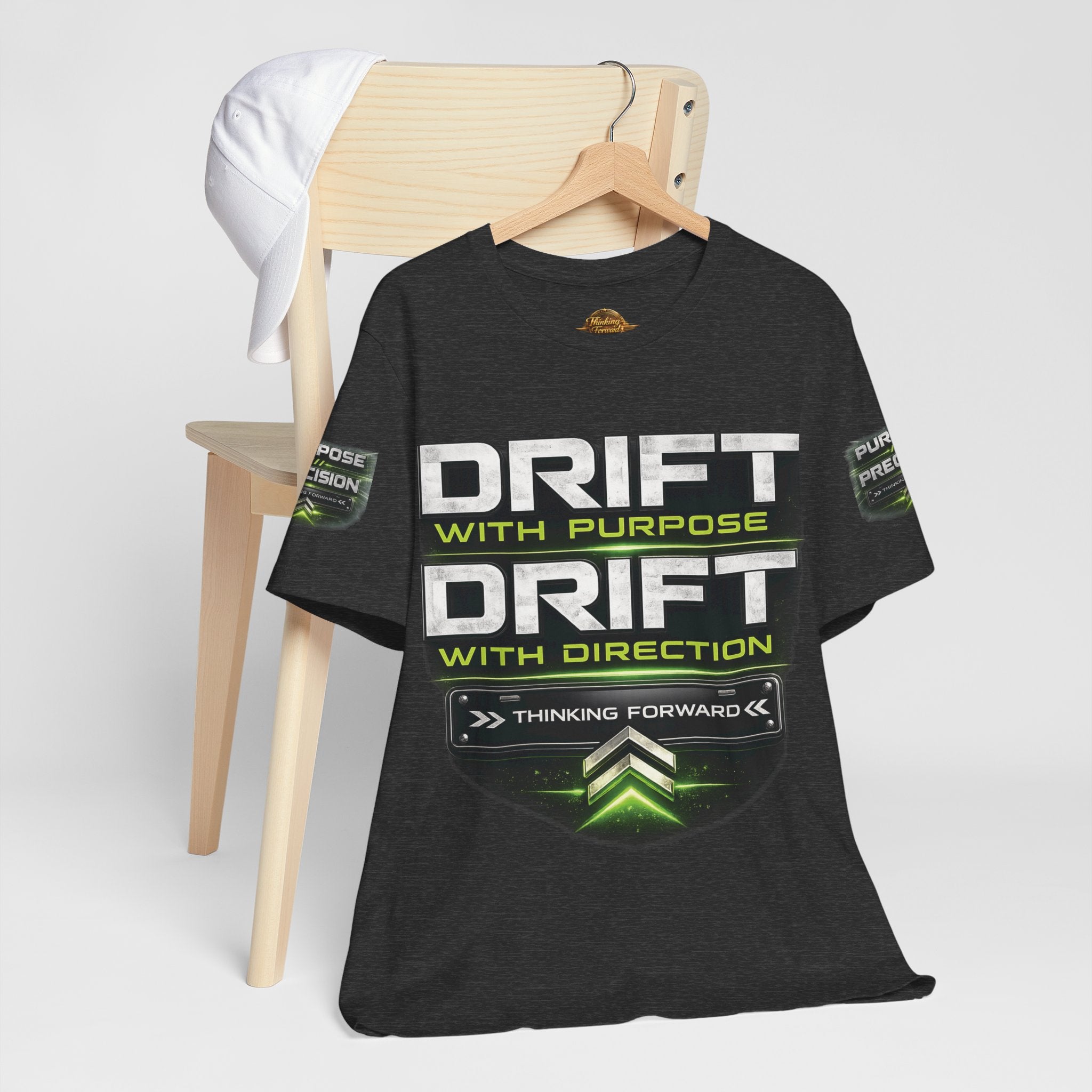 Drift With Direction Graphic Tee — 'Drift with Purpose / Thinking Forward' Racing T-Shirt Printify