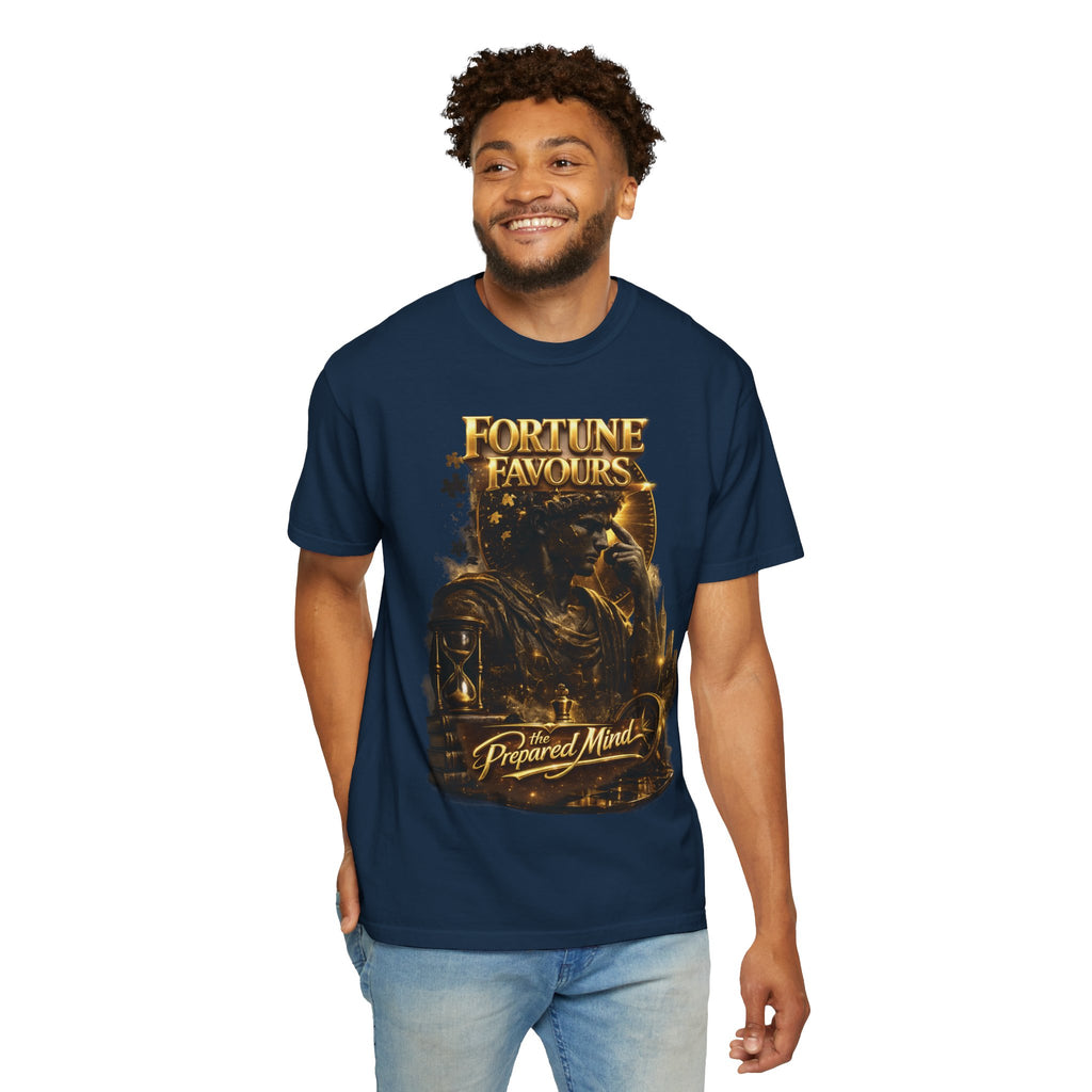 Fortune Favours Prepared Mind T-Shirt — Medieval Knight Graphic Tee Printify