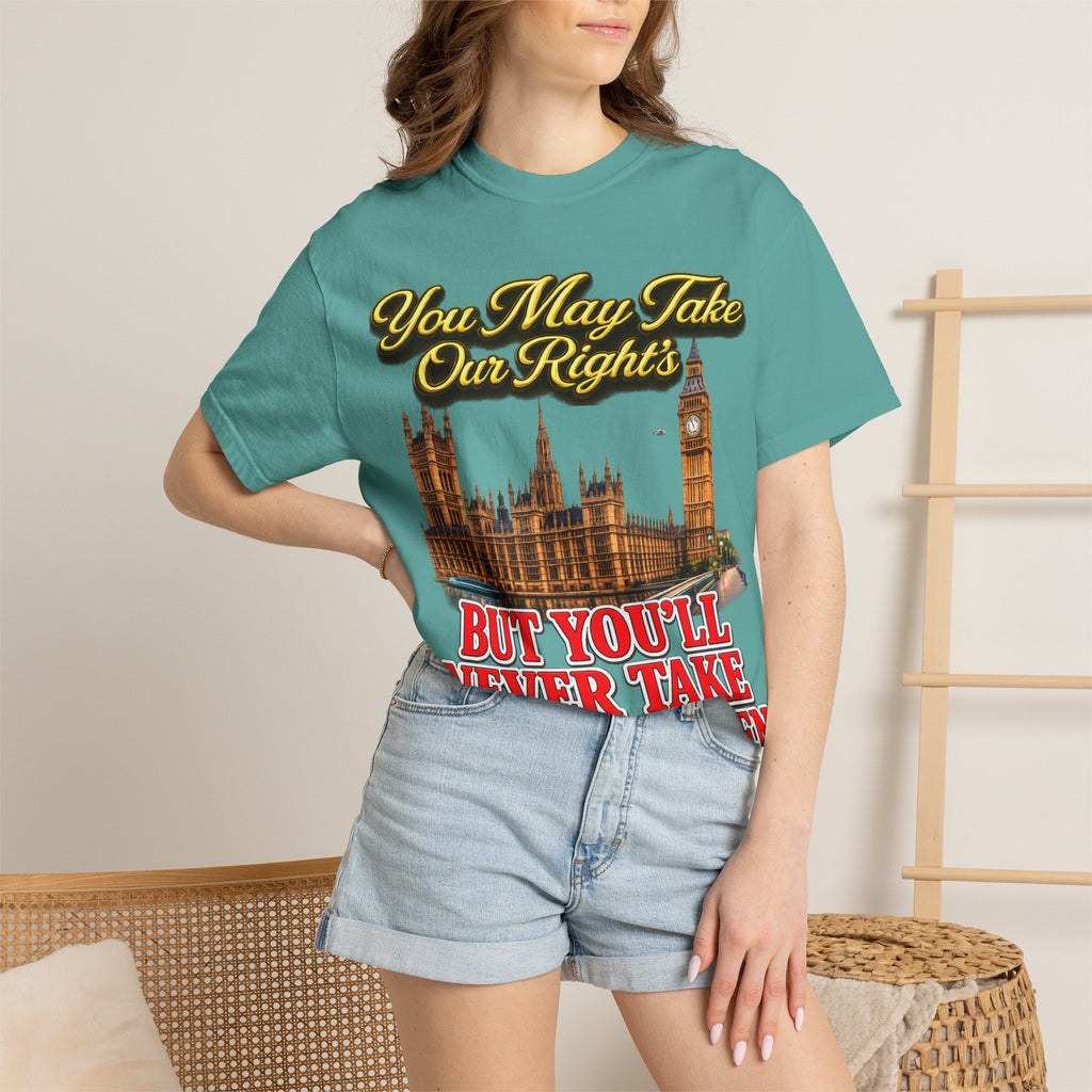 T-Shirt — "You May Take Our Rights But You'll Never Take Our Children" London Parliament Graphic Printify