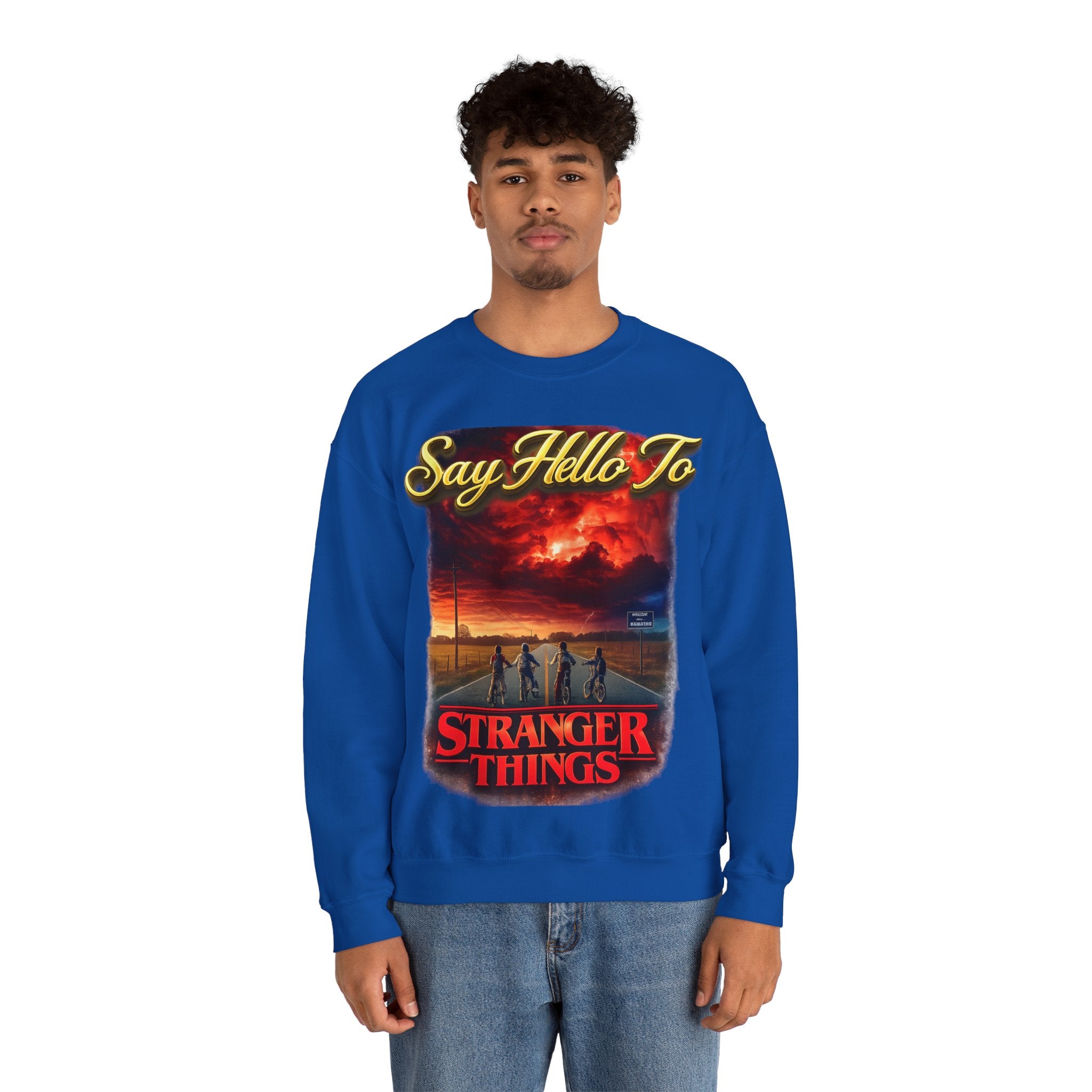 Stranger Things "Say Hello To" Crewneck Sweatshirt Printify