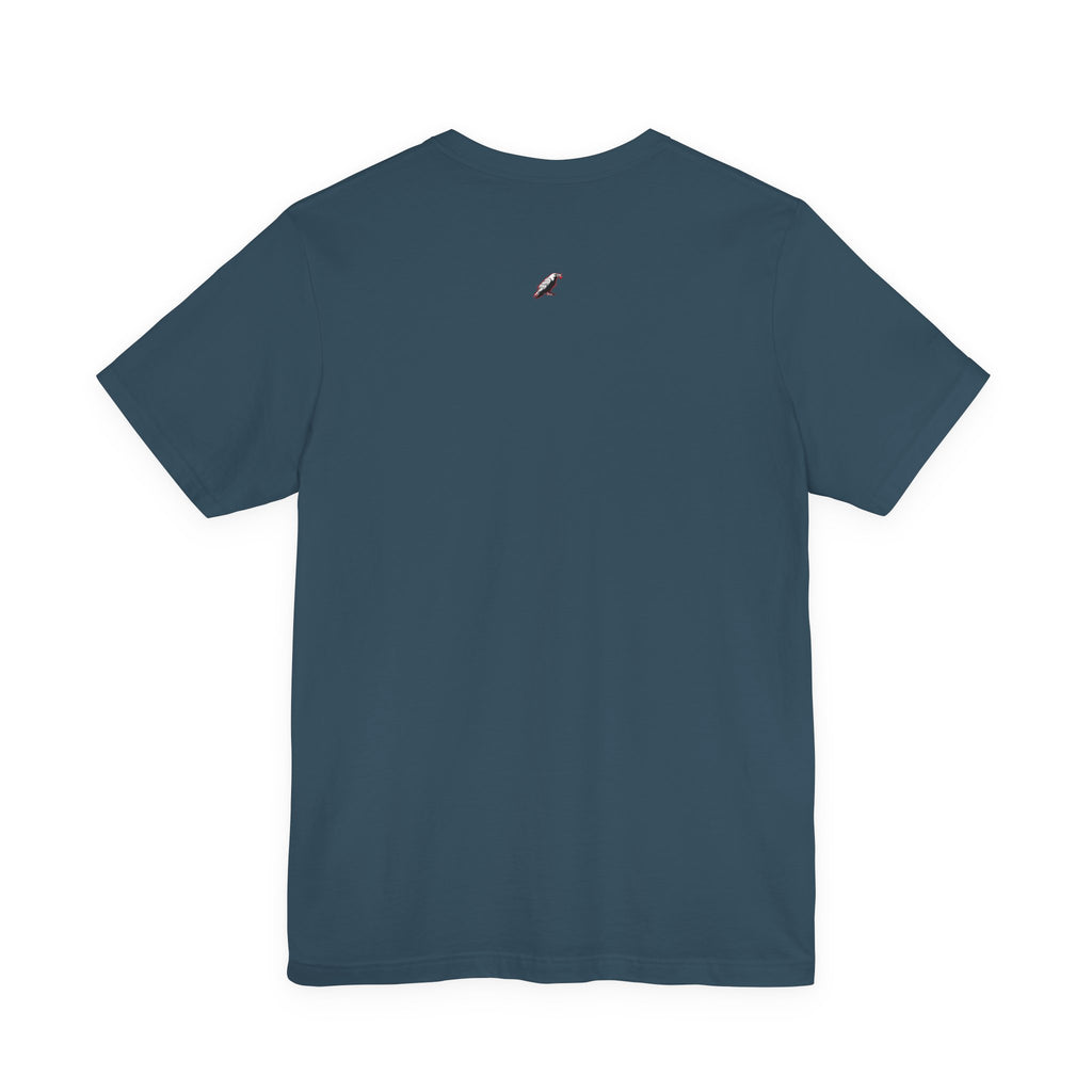 Horror Mask Split Face Tee — "Say Hello To Your Family and Friends" Graphic T-Shirt Printify