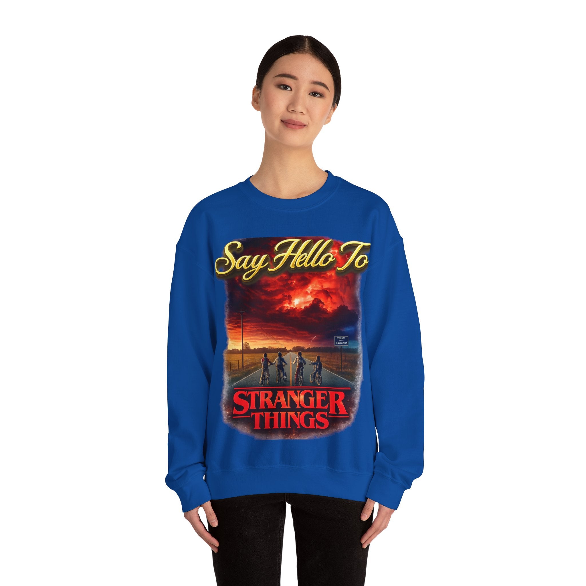Stranger Things "Say Hello To" Crewneck Sweatshirt Printify