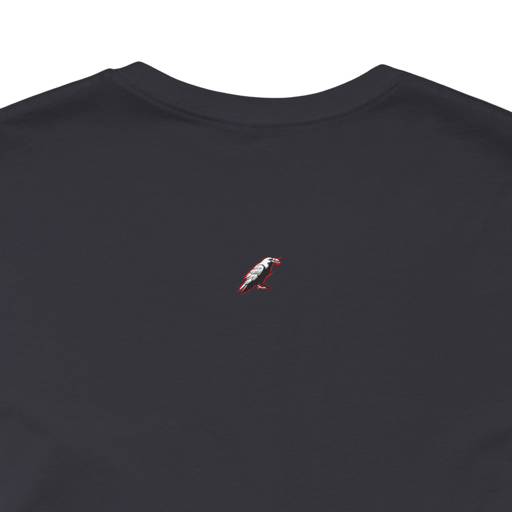 Horror Mask Split Face Tee — "Say Hello To Your Family and Friends" Graphic T-Shirt Printify