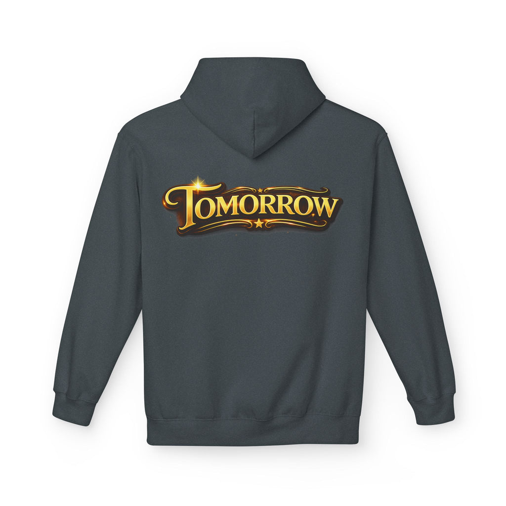 Tomorrow Hoodie — "What's Always Coming But Never Arrives?" Vintage Quote Hoodie Printify
