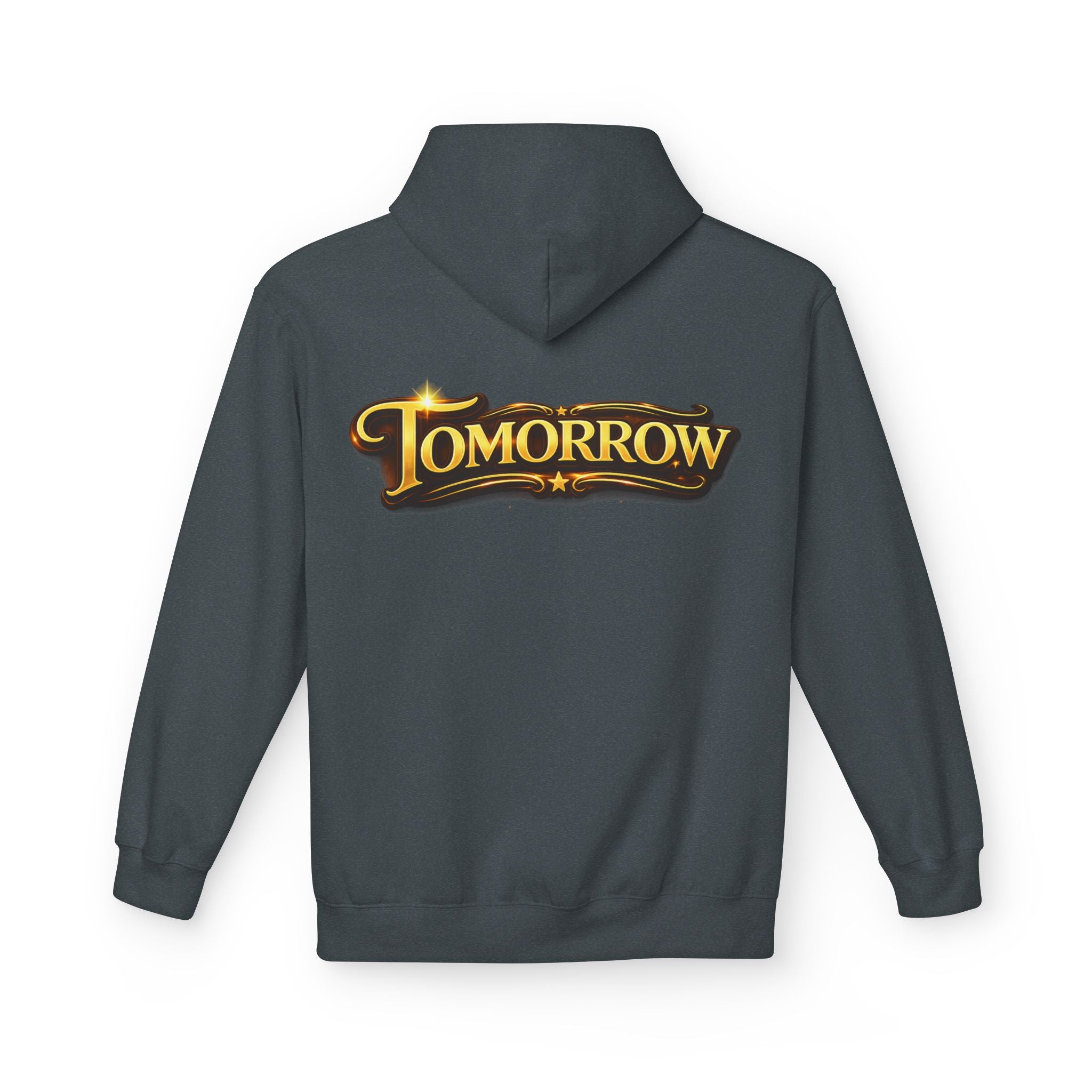 Tomorrow Hoodie — "What's Always Coming But Never Arrives?" Vintage Quote Hoodie Printify