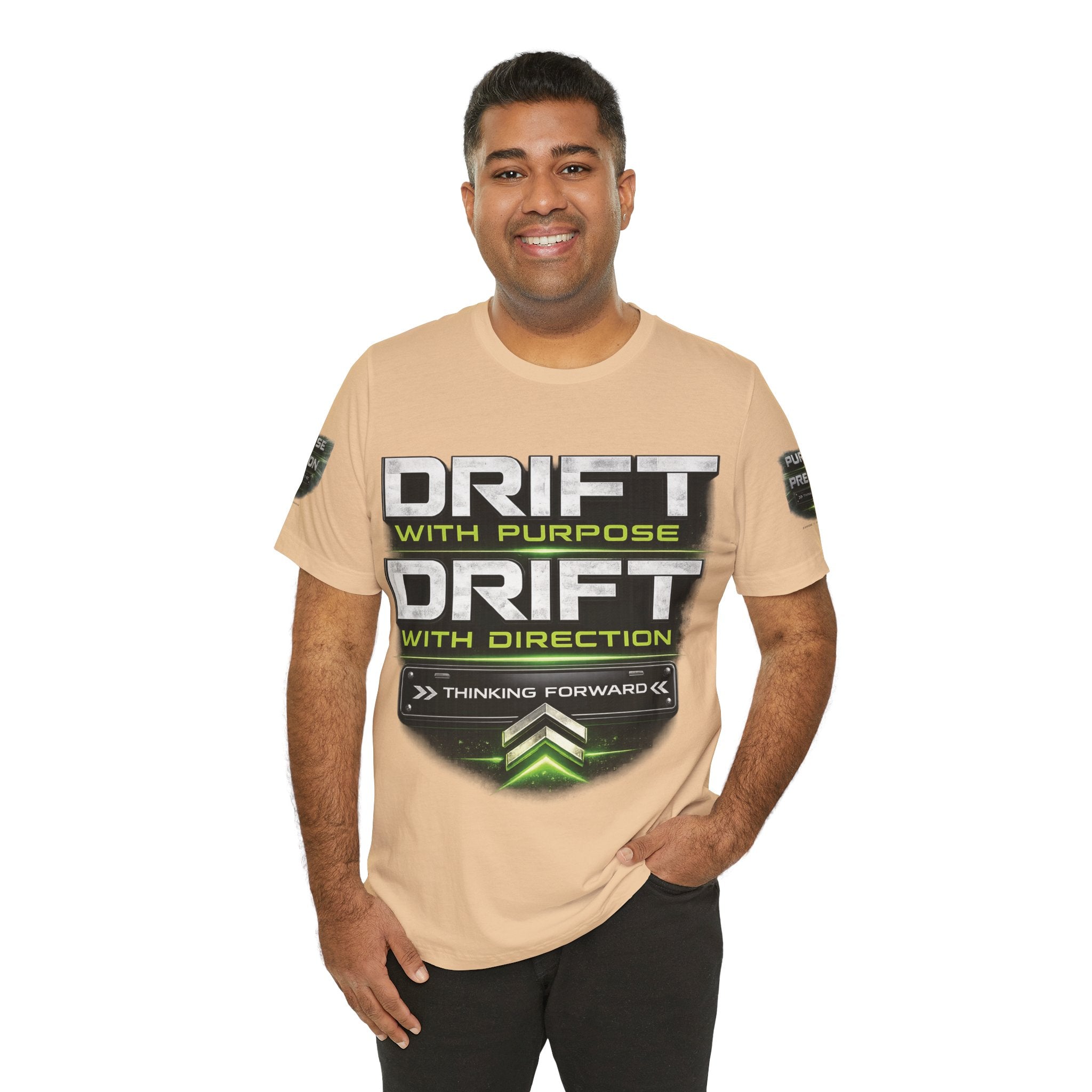 Drift With Direction Graphic Tee — 'Drift with Purpose / Thinking Forward' Racing T-Shirt Printify
