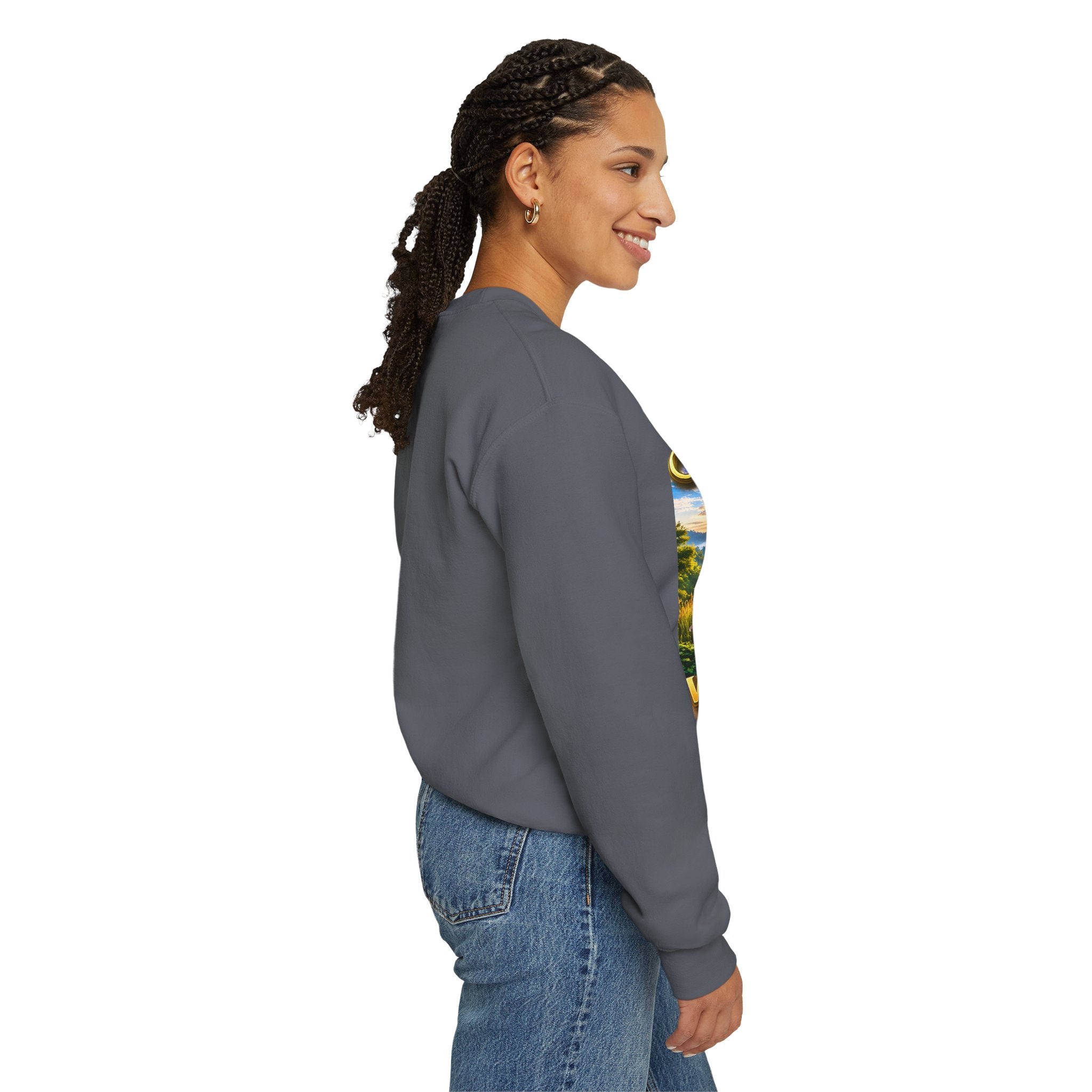 Working From Home Sweatshirt – "Say Hello To" Scenic Home Office Crewneck Printify
