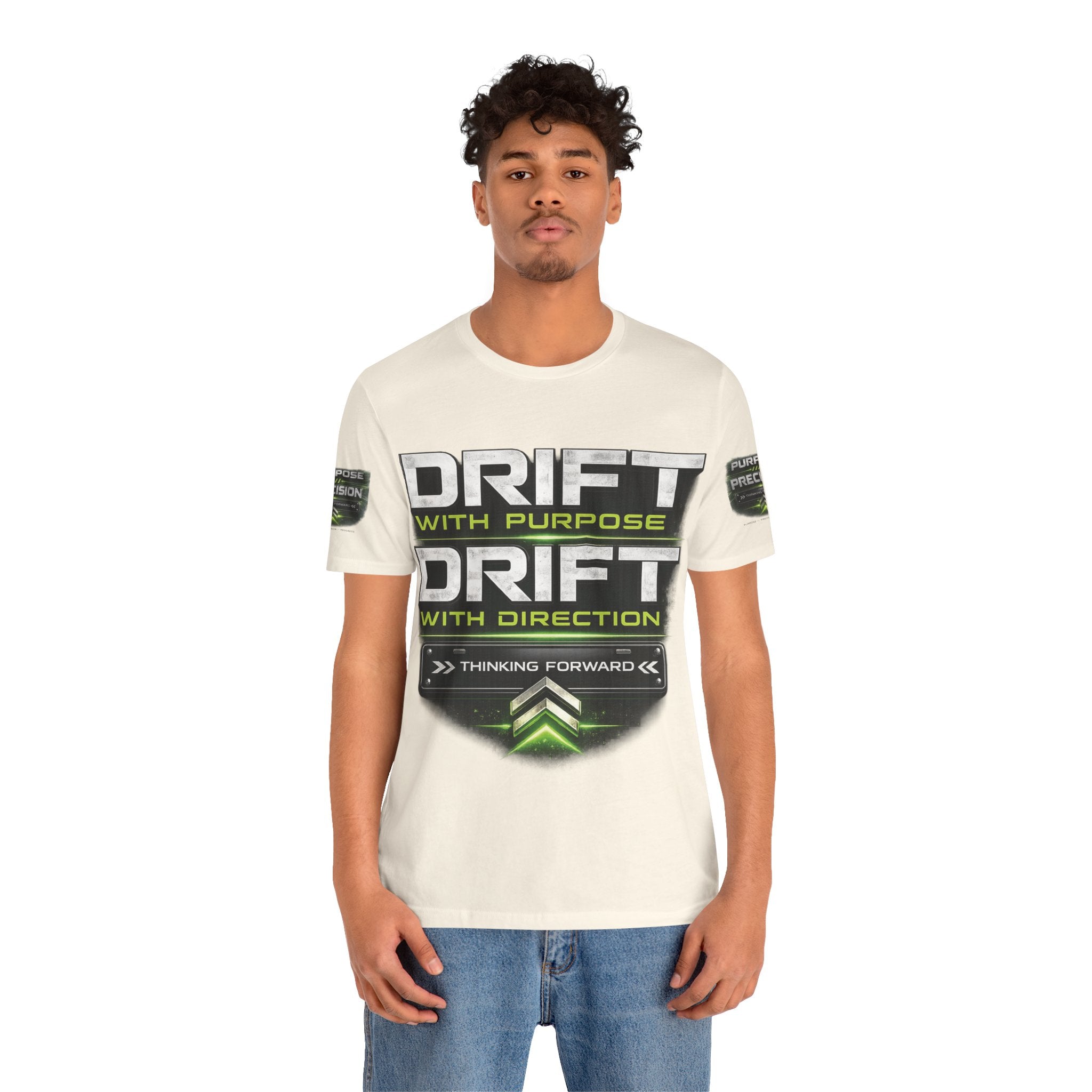 Drift With Direction Graphic Tee — 'Drift with Purpose / Thinking Forward' Racing T-Shirt Printify