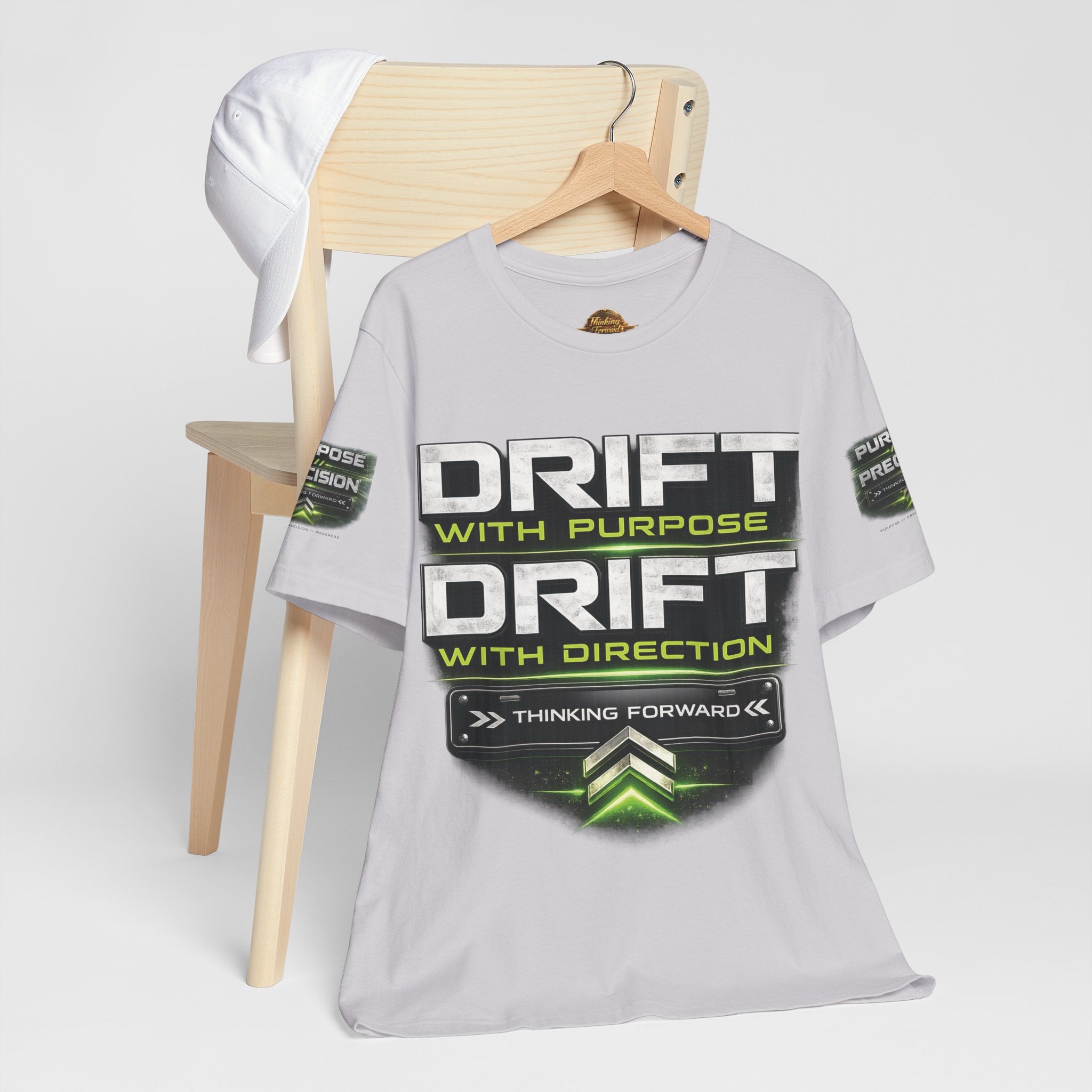 Drift With Direction Graphic Tee — 'Drift with Purpose / Thinking Forward' Racing T-Shirt Printify