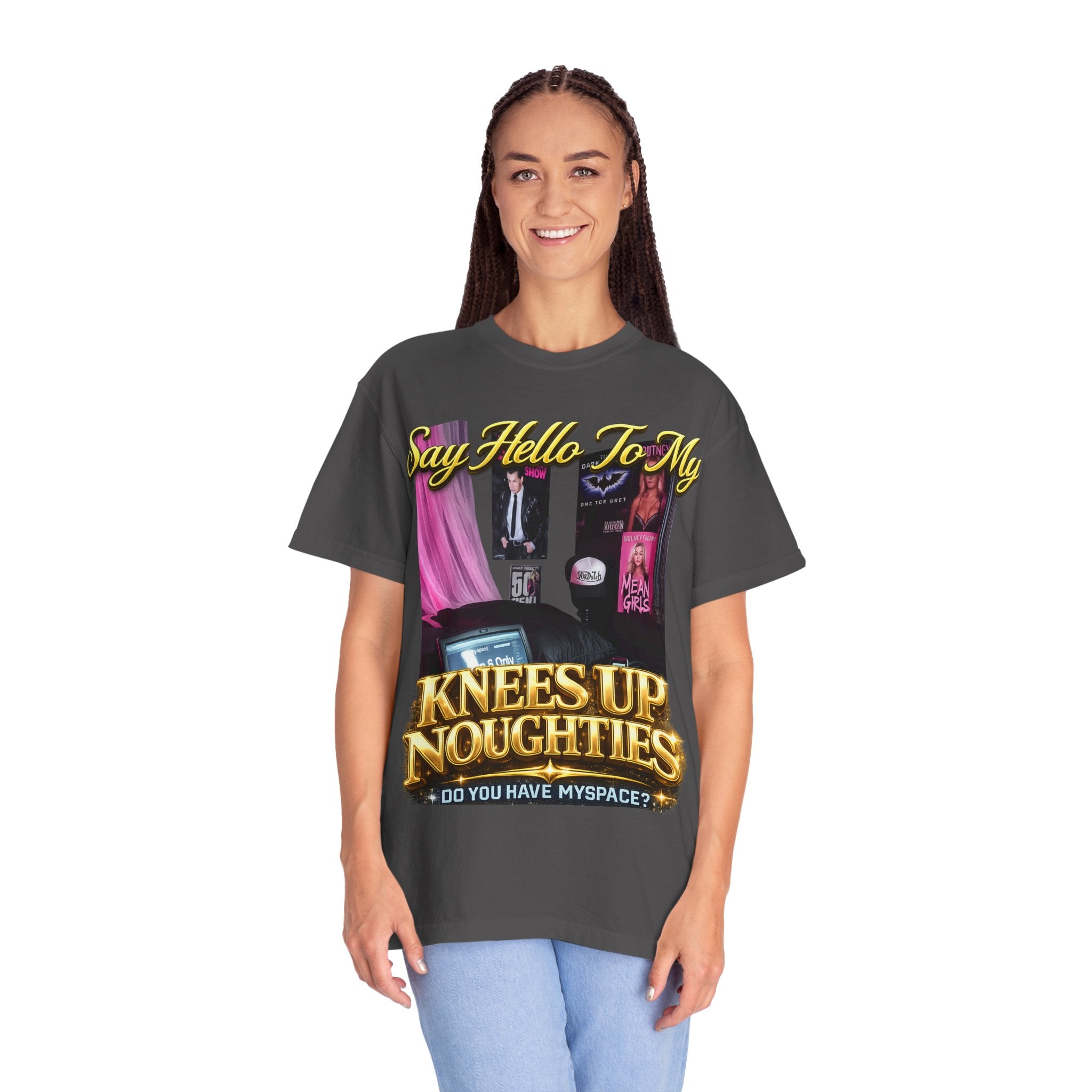 Knees Up Noughties Graphic T-Shirt — Retro MySpace Pop Culture Tee Printify