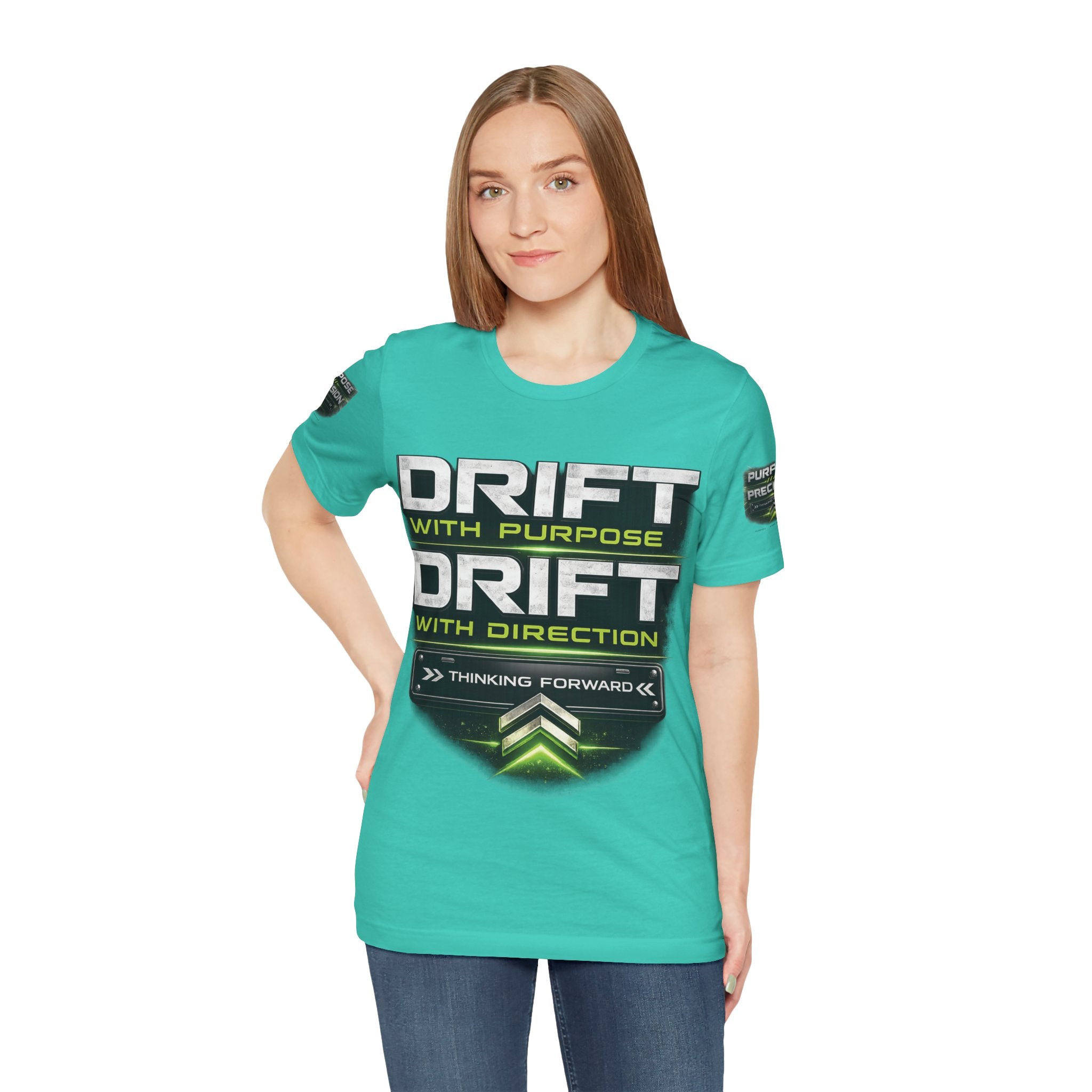 Drift With Direction Graphic Tee — 'Drift with Purpose / Thinking Forward' Racing T-Shirt Printify