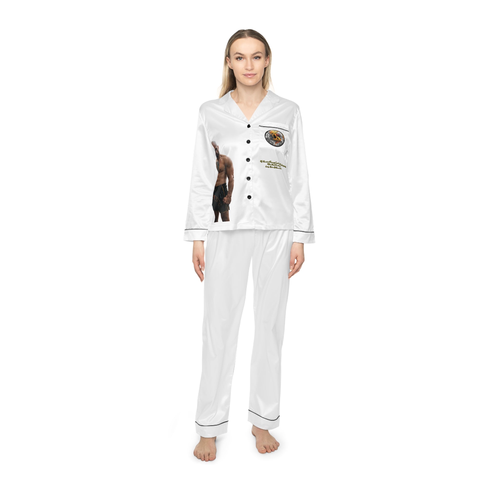 Andrew -TOP-G Tate - Emblem Satin Pajama Set — Women's Luxury Sleepwear Printify
