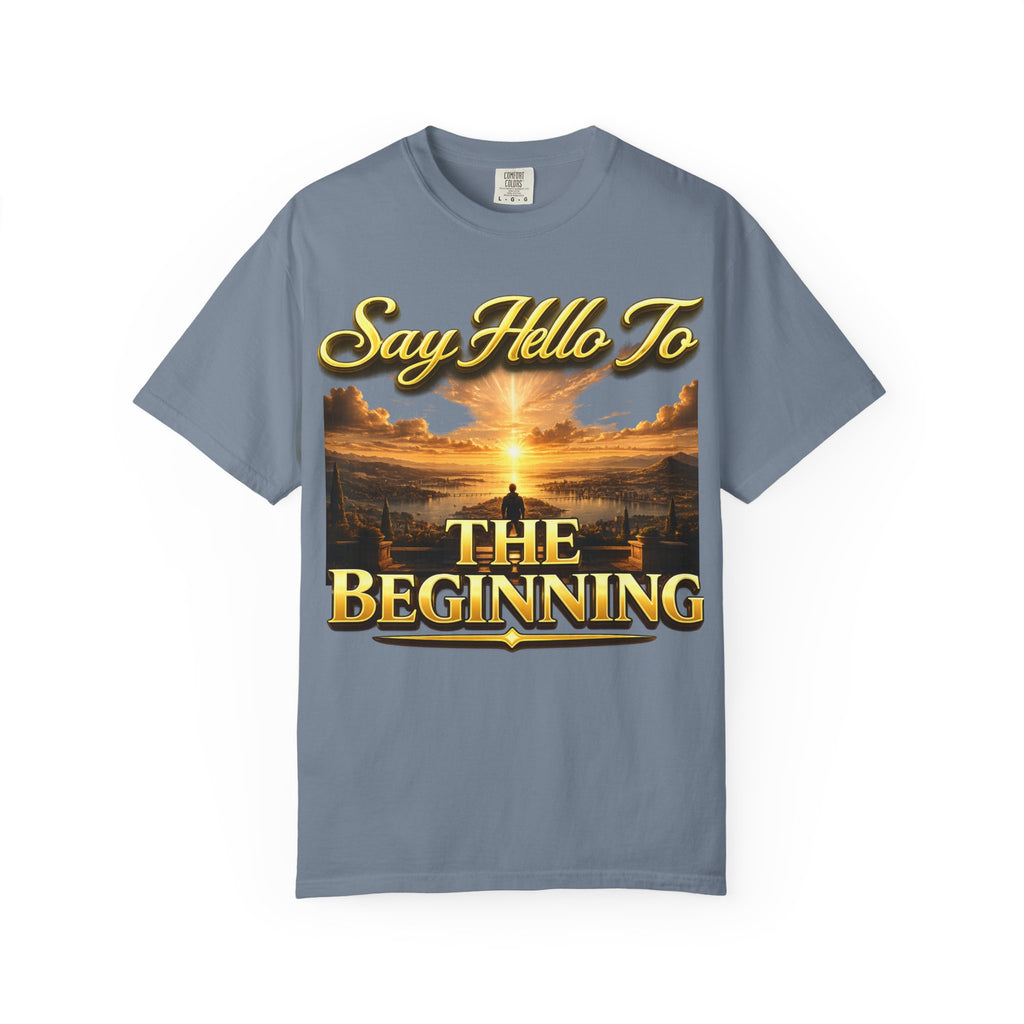 Inspirational 'Say Hello to The Beginning' Sunrise T-Shirt Printify