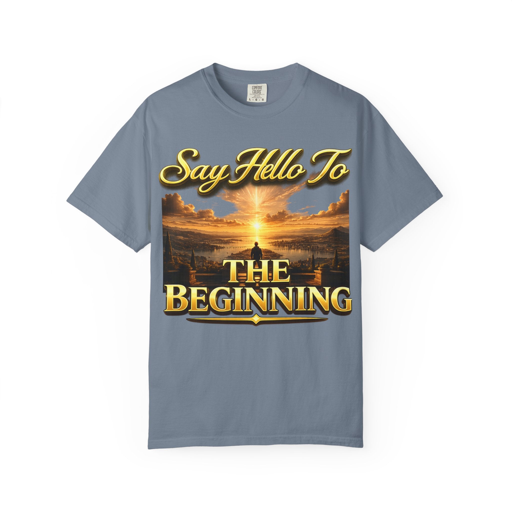 Inspirational 'Say Hello to The Beginning' Sunrise T-Shirt Printify