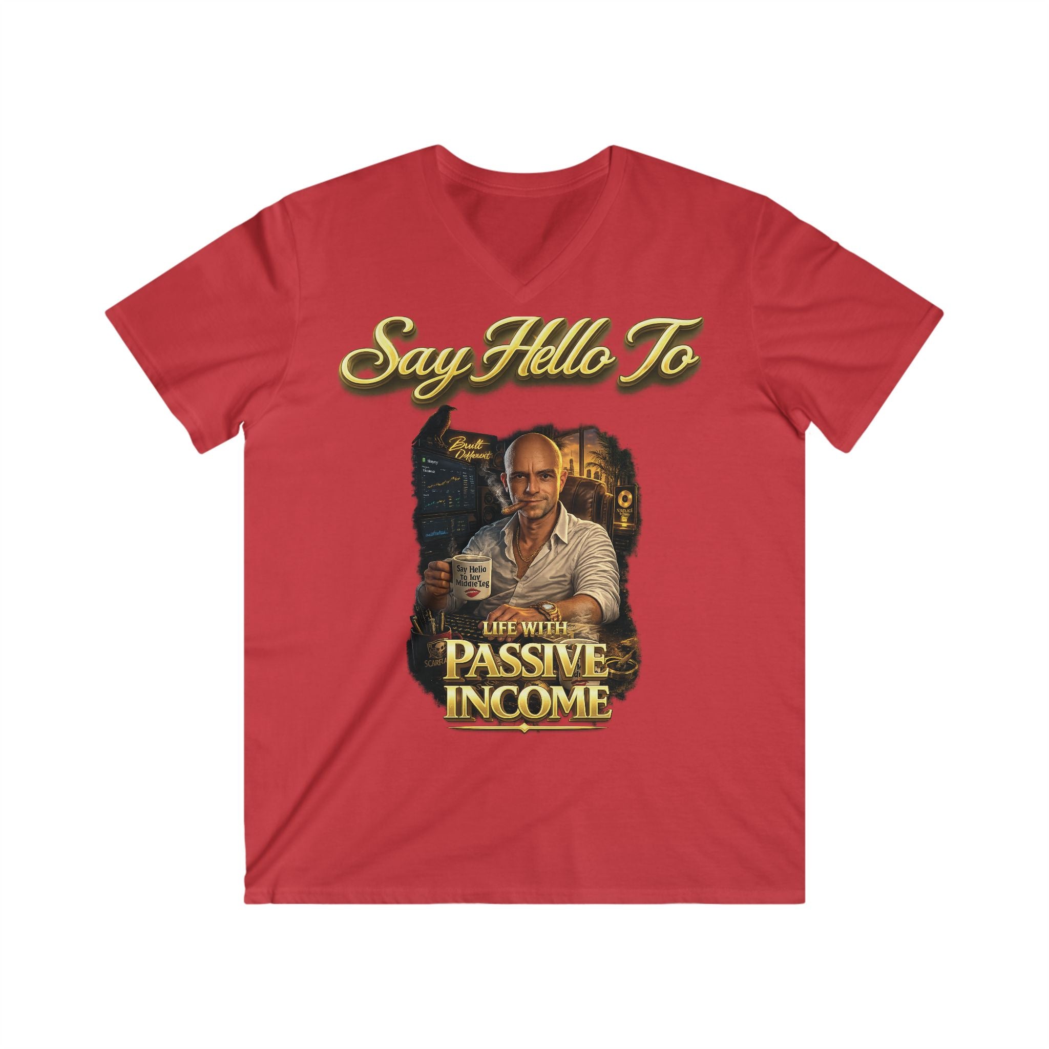 Life With Passive Income Vintage V-Neck Tee — Say Hello To (Men's Fitted) Printify