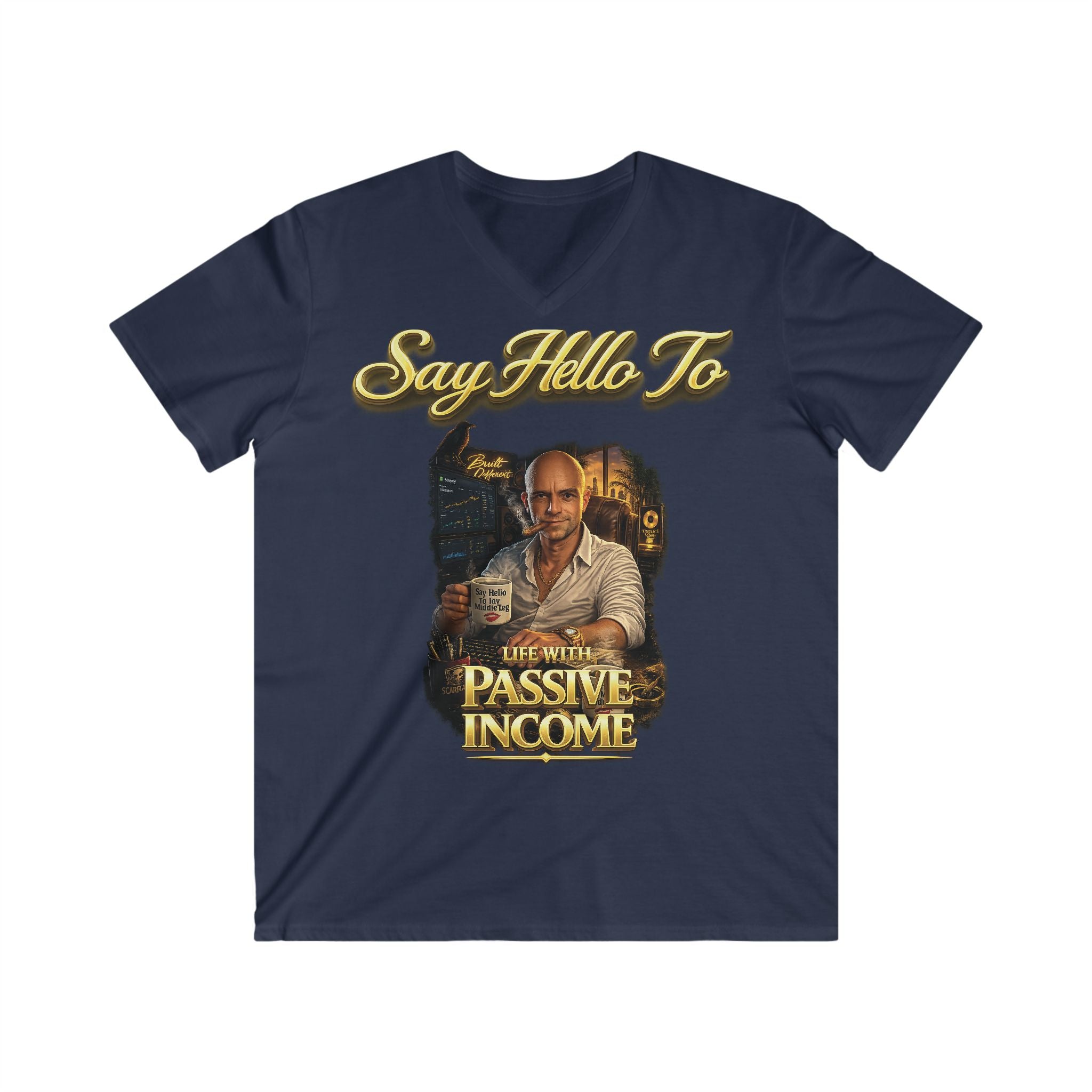 Life With Passive Income Vintage V-Neck Tee — Say Hello To (Men's Fitted) Printify