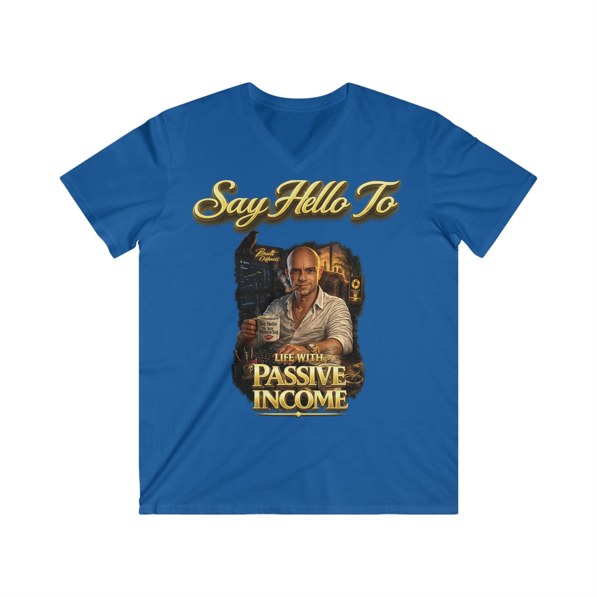 Life With Passive Income Vintage V-Neck Tee — Say Hello To (Men's Fitted) Printify