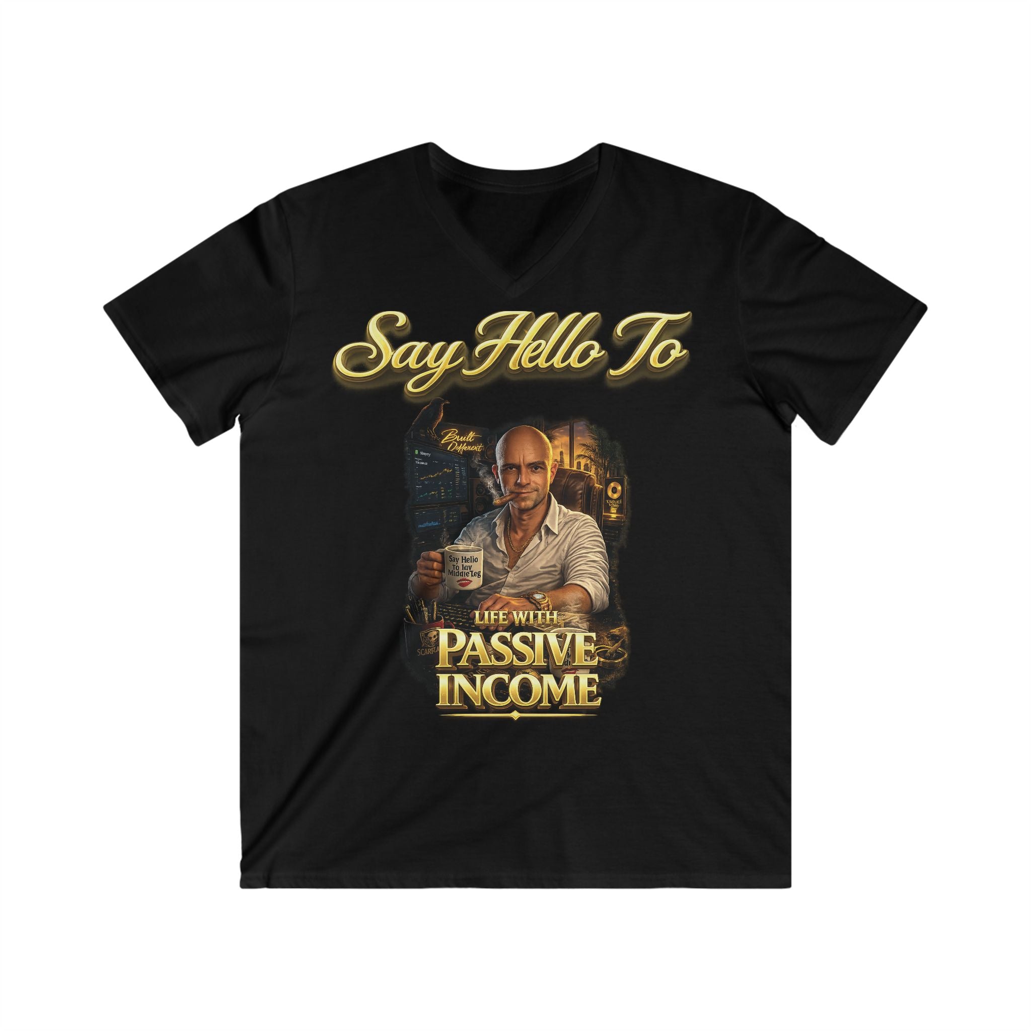 Life With Passive Income Vintage V-Neck Tee — Say Hello To (Men's Fitted) Printify