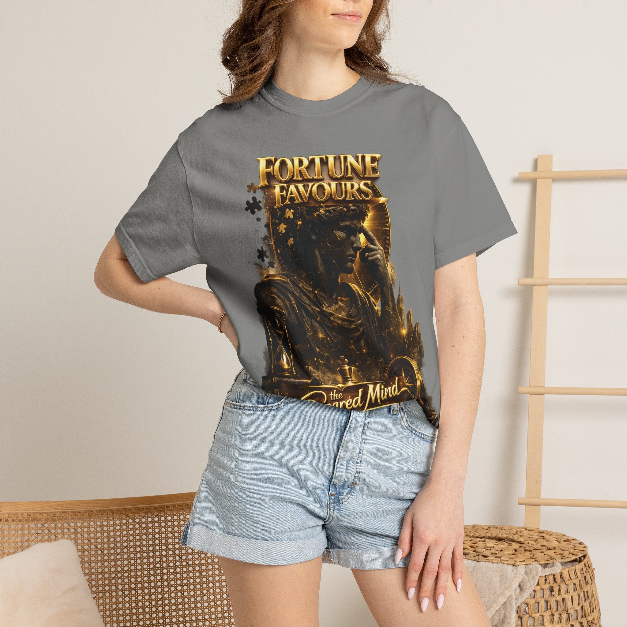 Fortune Favours Prepared Mind T-Shirt — Medieval Knight Graphic Tee Printify