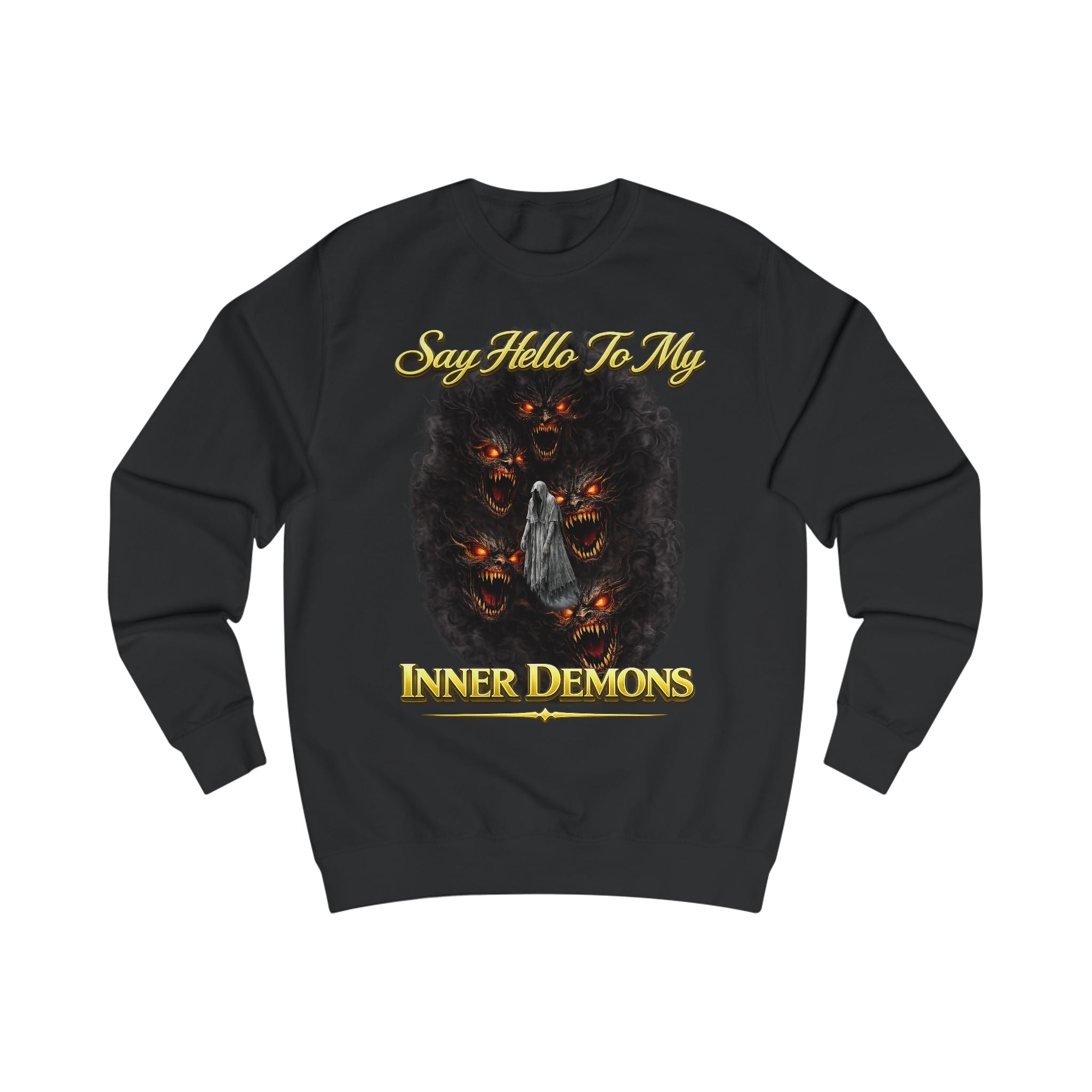 My Inner Demons Gothic Demon Art Crewneck Sweatshirt — "Say Hello To" Scarflace Parody Printify