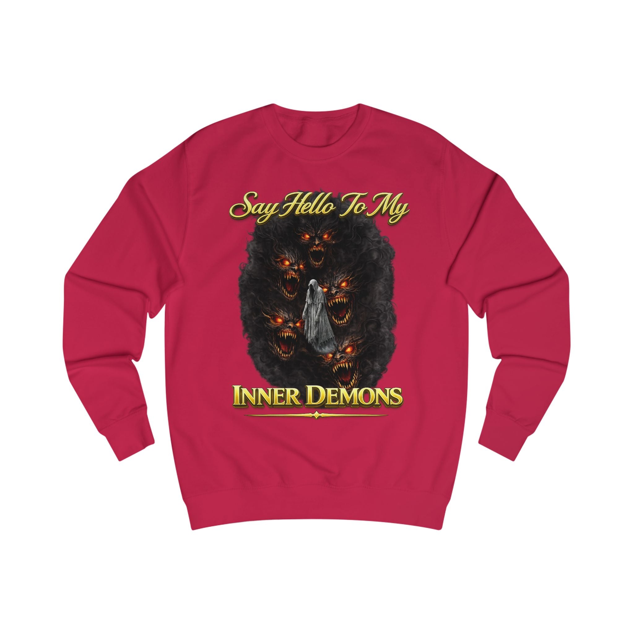 My Inner Demons Gothic Demon Art Crewneck Sweatshirt — "Say Hello To" Scarflace Parody Printify