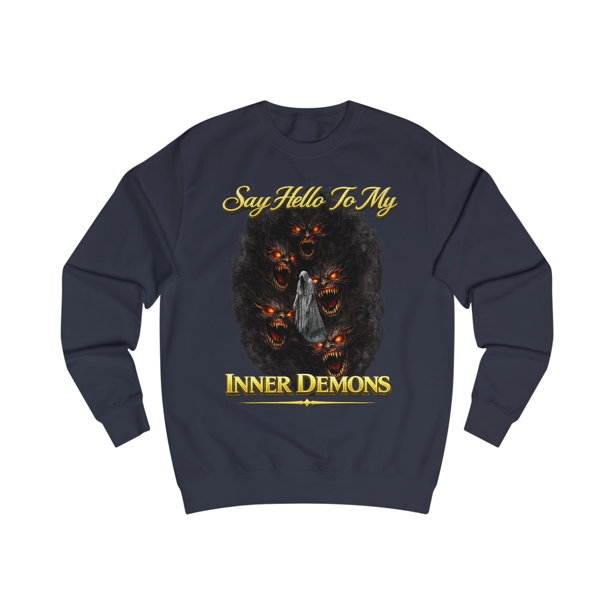 My Inner Demons Gothic Demon Art Crewneck Sweatshirt — "Say Hello To" Scarflace Parody Printify