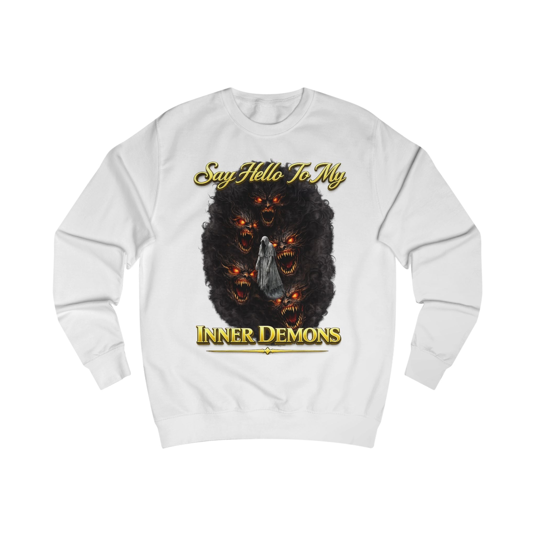 My Inner Demons Gothic Demon Art Crewneck Sweatshirt — "Say Hello To" Scarflace Parody Printify