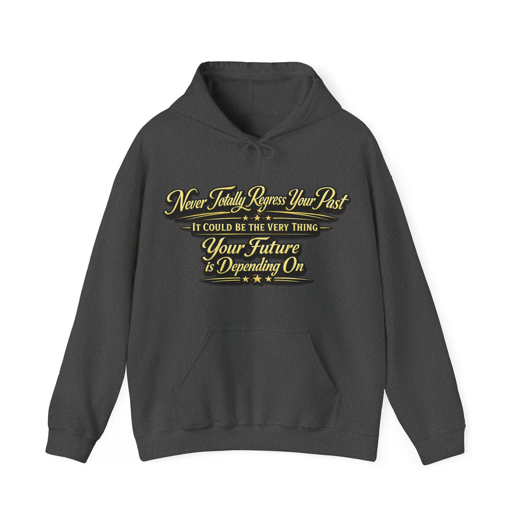 Inspirational Hoodie – “Never Letting Regret Your Past” Motivational City Night Sweatshirt Printify