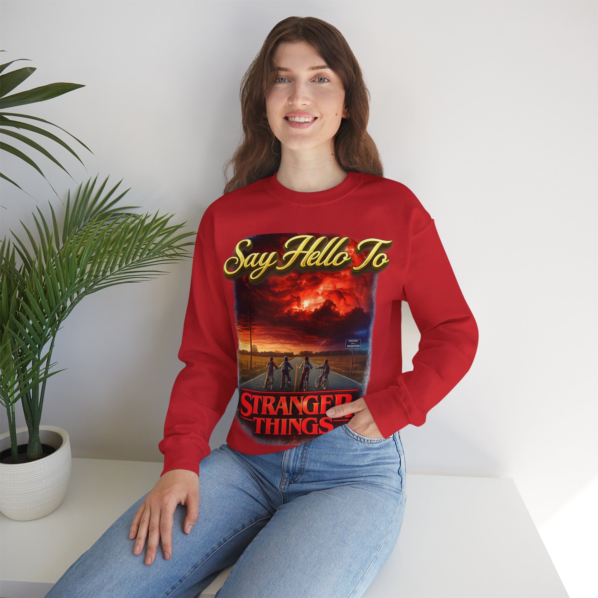 Stranger Things "Say Hello To" Crewneck Sweatshirt Printify
