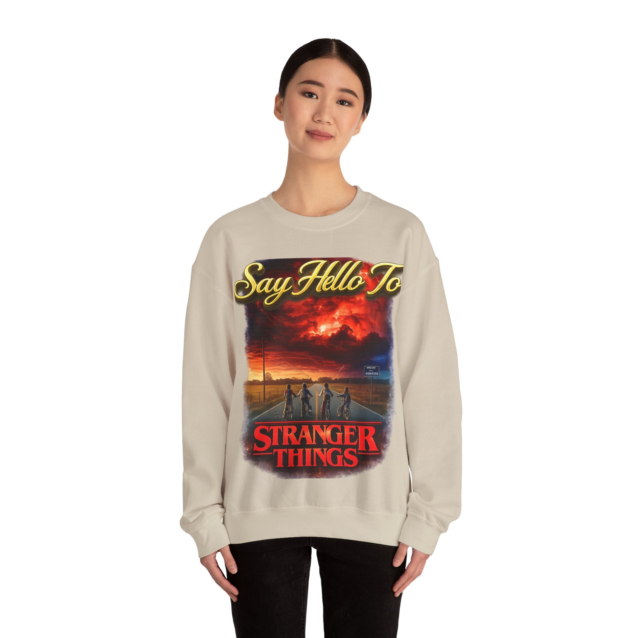 Stranger Things "Say Hello To" Crewneck Sweatshirt Printify