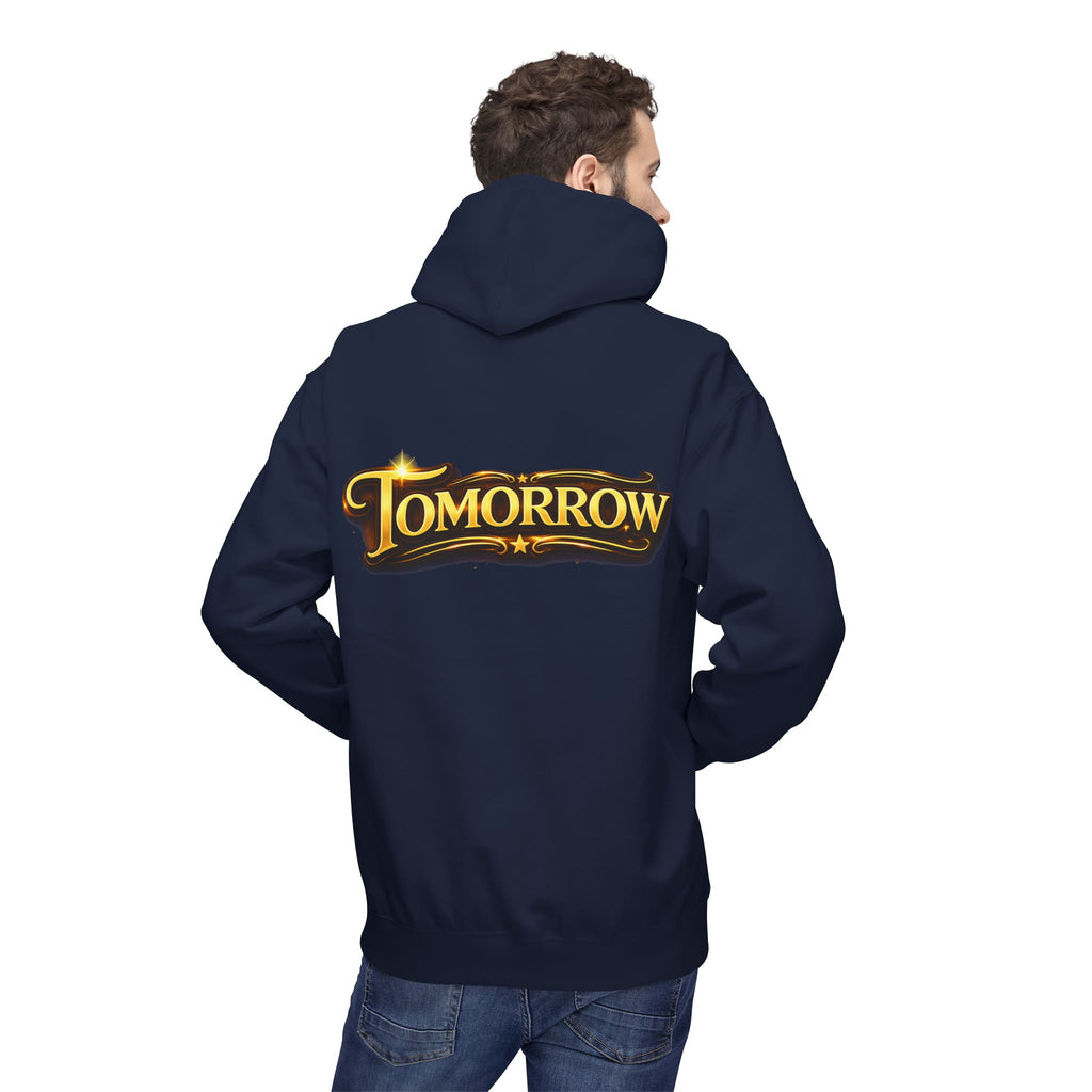 Tomorrow Hoodie — "What's Always Coming But Never Arrives?" Vintage Quote Hoodie Printify