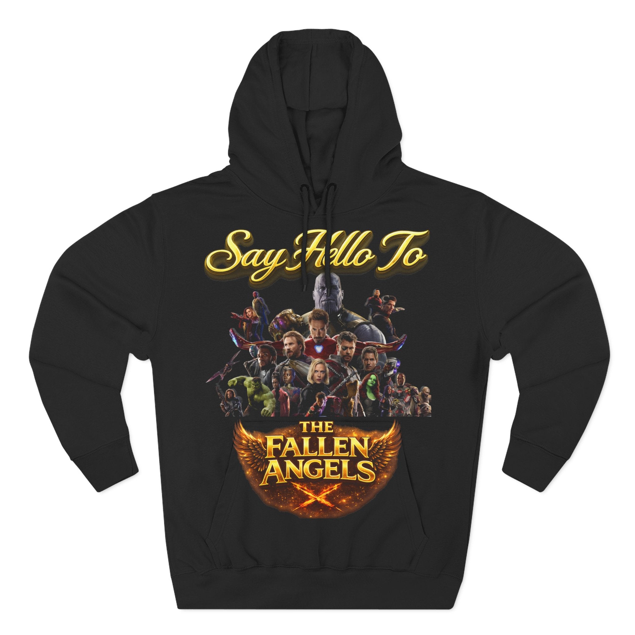 Say Hello To The Fallen Angels Hoodie — Three-Panel Fleece Printify