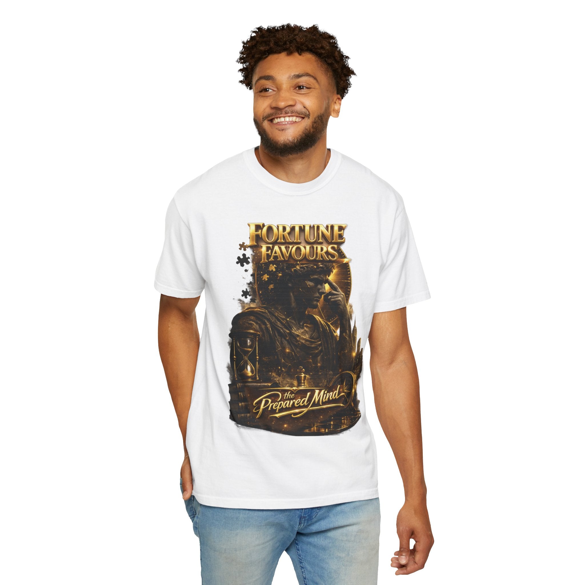 Fortune Favours Prepared Mind T-Shirt — Medieval Knight Graphic Tee Printify